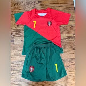 Kids Ronaldo Soccer Jersey and Shorts Set - Number 7